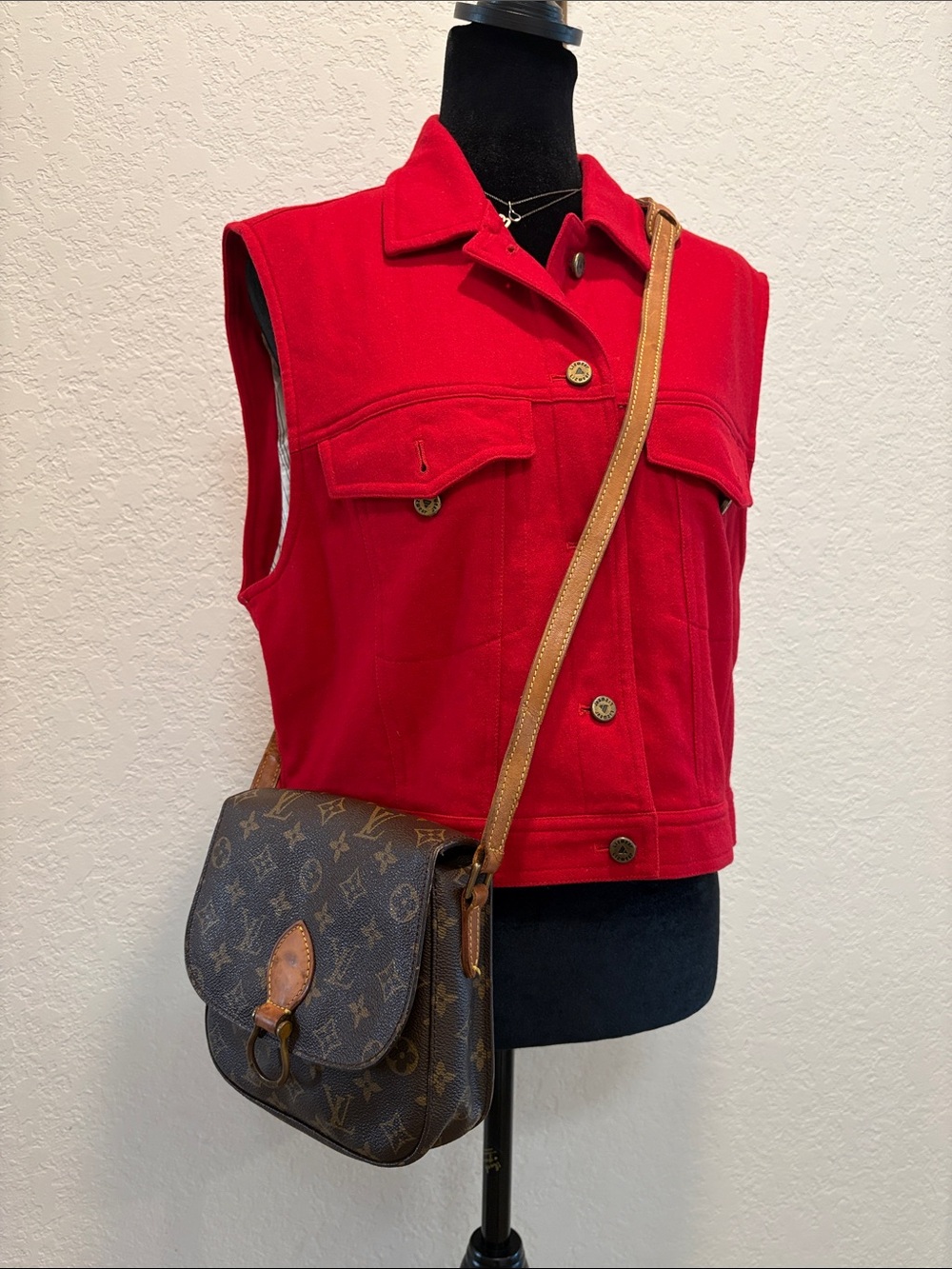 Louis Vuitton Monogram Crossbody Bag with Tan Strap